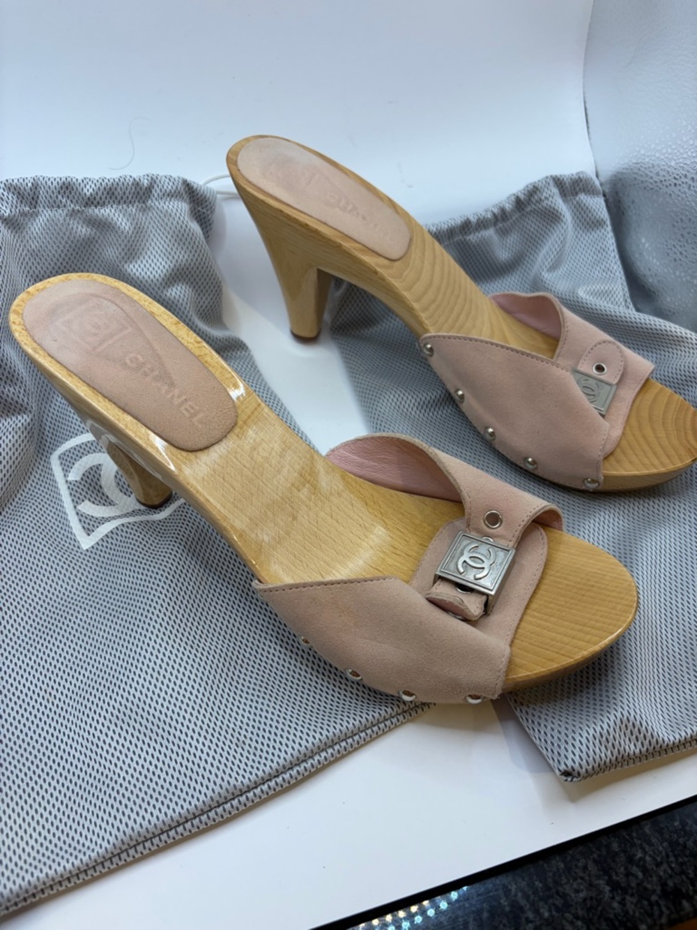 Chanel Pink Wood and Suede Sandals 👡 - Size 40 (US9) - Picture 10 of 12